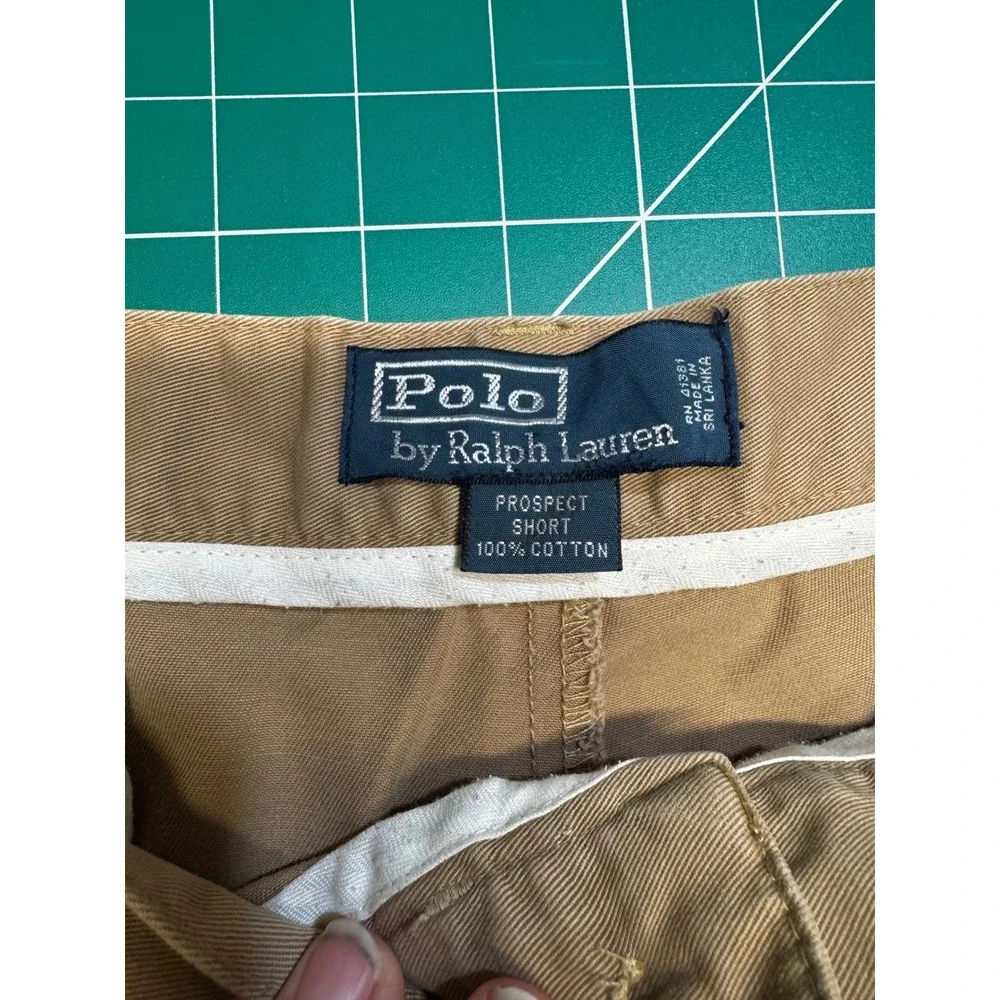 Polo Ralph Lauren Prospect Short Mens 35 Tan Khaki Cotton Chino Twill Flat Front